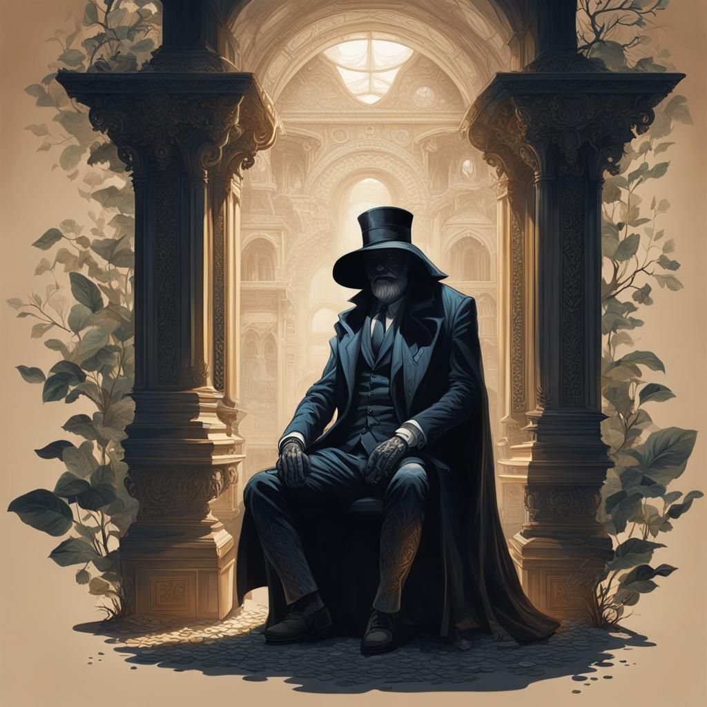 Enigmatic Figures in Shadowy, Hyperrealistic Splash Art