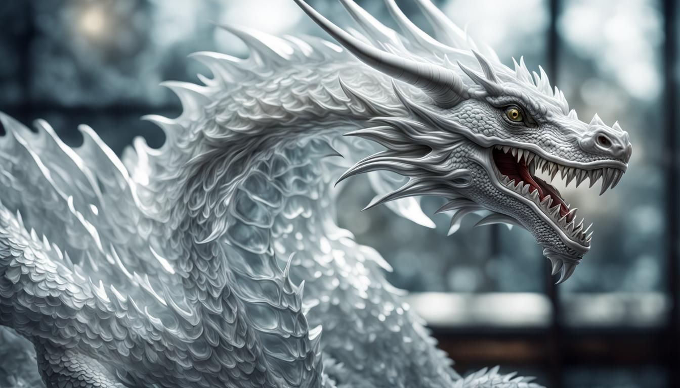 Hyperrealistic Glass Dragon with Intricate Details