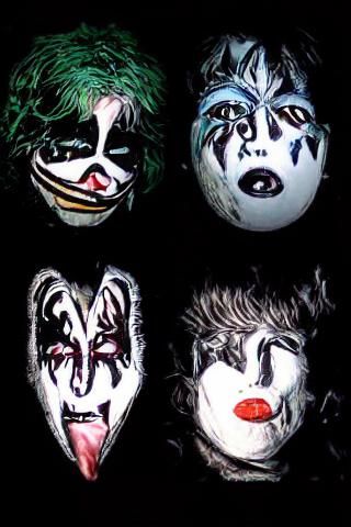 KISS Band Faces with Makeup in Hyperrealistic Style