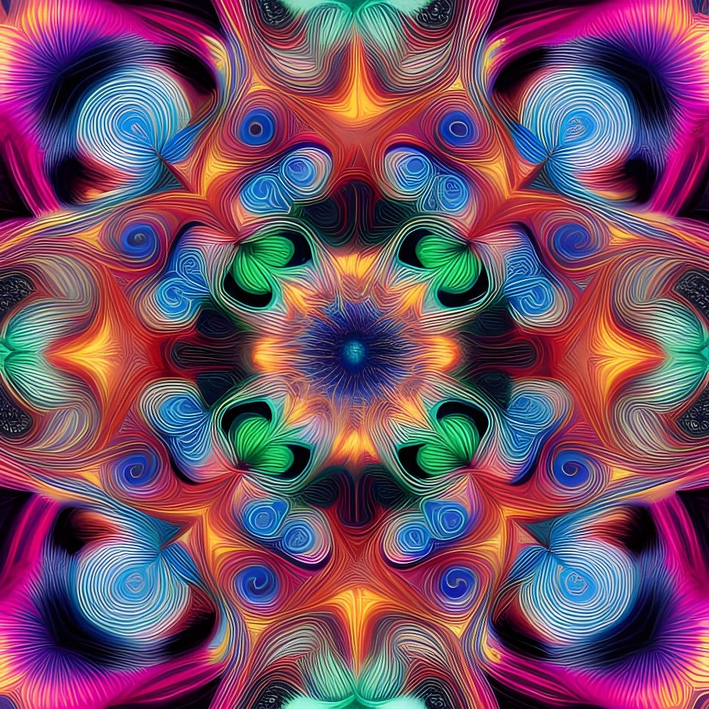 Rainbow Fractal Swirls in 3D Lace Design