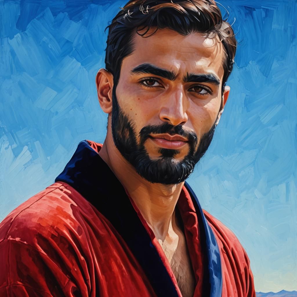 Neo-Impressionist Portrait in Vibrant Impasto Gouache Style