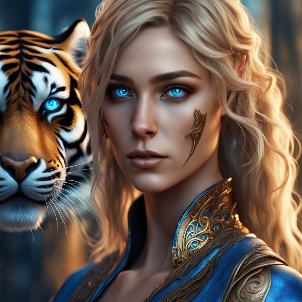 Fantasy Portrait: Blonde Woman with Blue Eyes