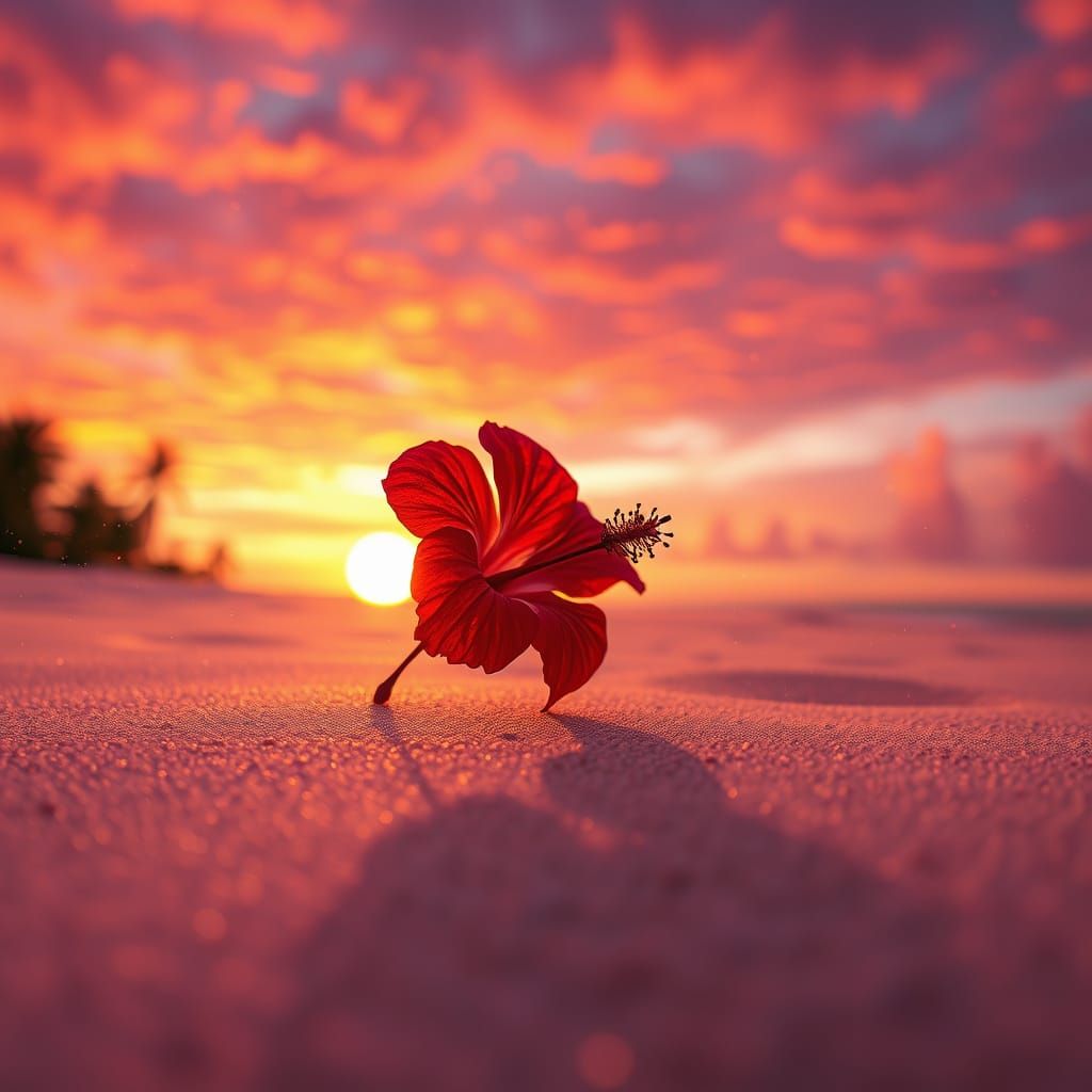 Vibrant Tropical Sunset in Macro Close-Up