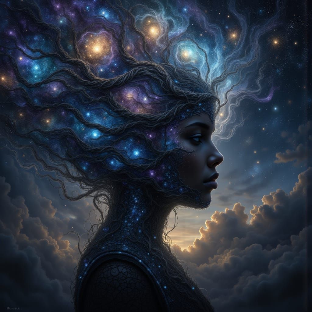 Cosmic Girl Unraveling Galaxies in Starlight and Shadow