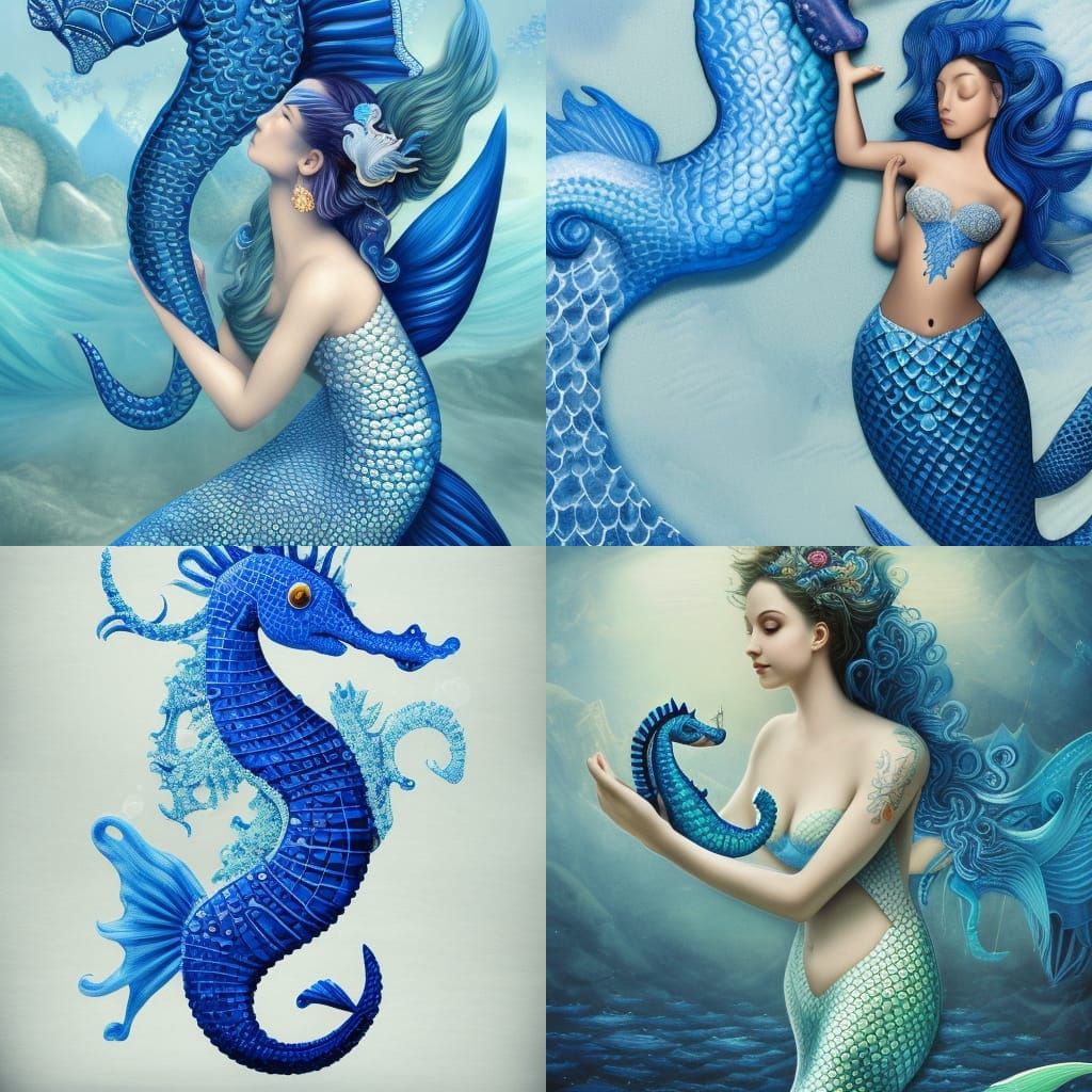 Mermaid and Seahorse in 3D Paper Patchwork