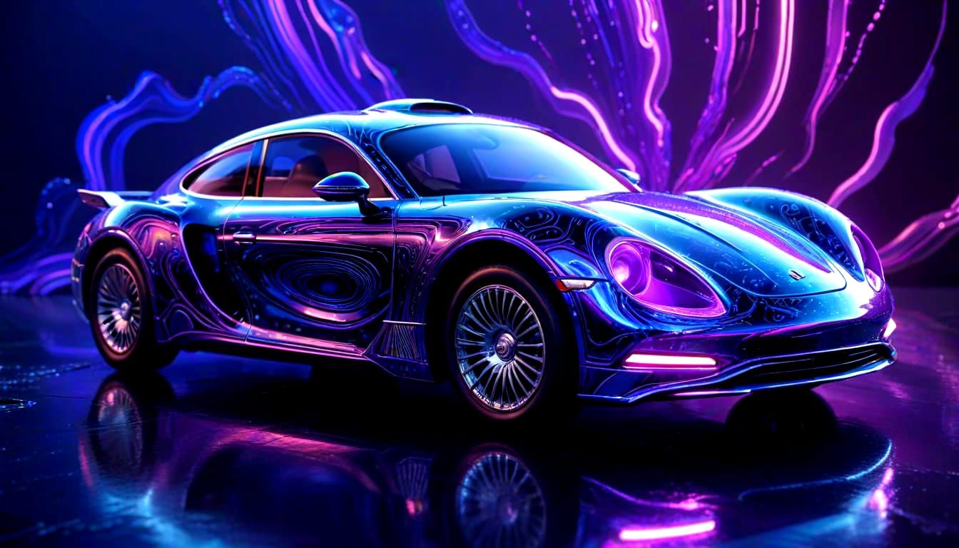 Futuristic Flying Car in Art Deco Nouveau Style