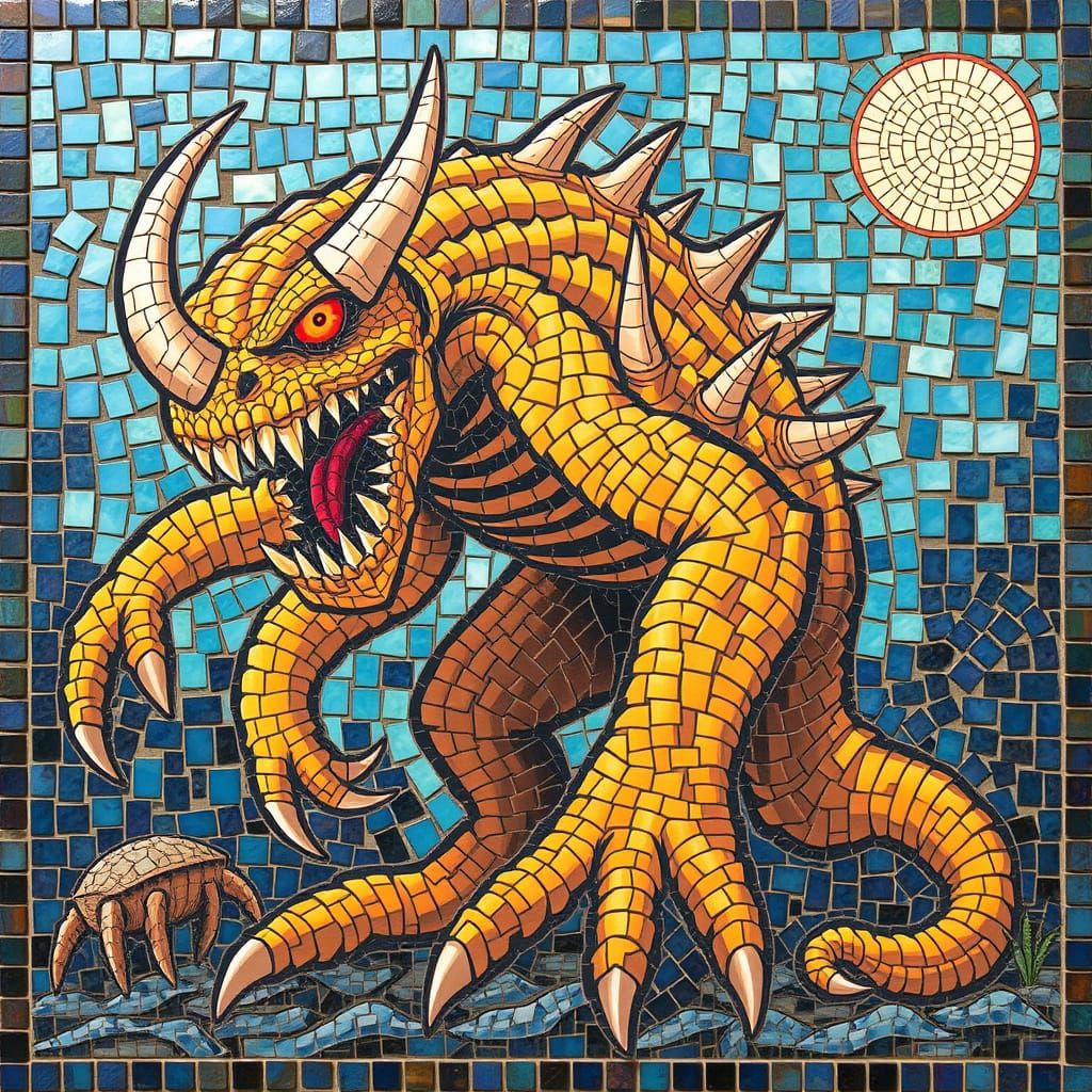 Vibrant Monster Mosaic in Digital Art