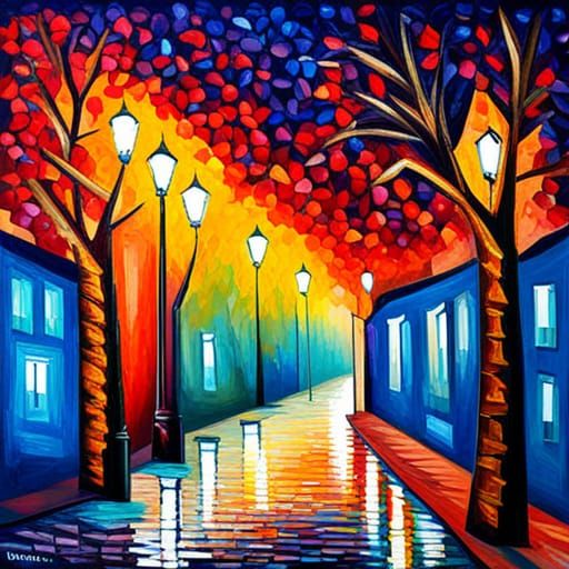 Colorful Textured Oil Painting in Neo-Impressionism Style