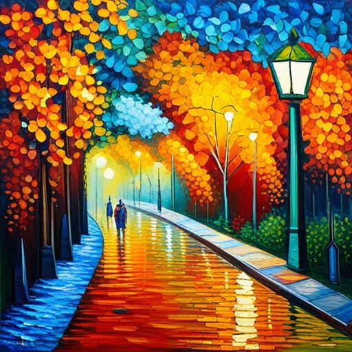 Colorful Expressionist Oil Painting in Impasto Style