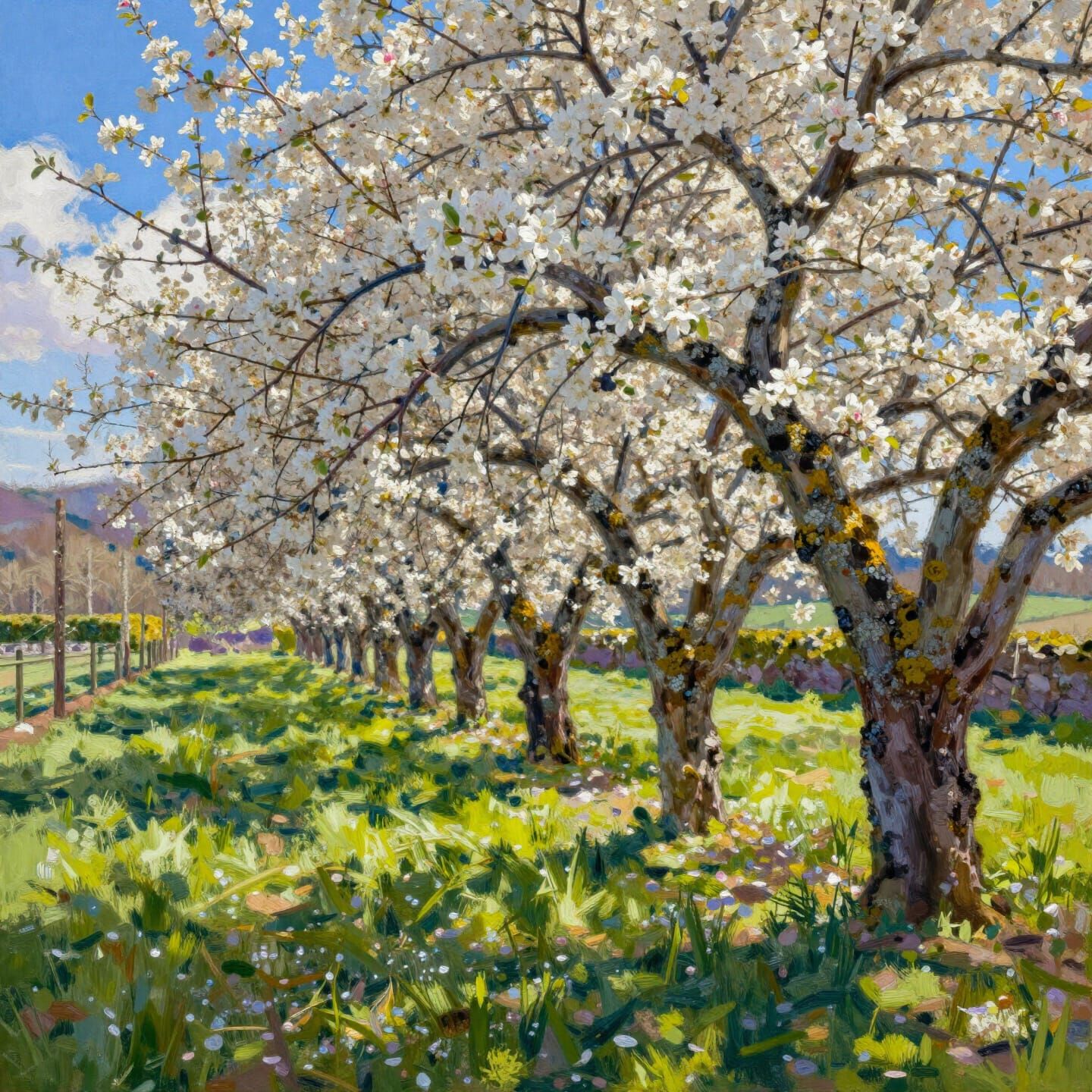 Luminous Spring Orchard in Full Bloom