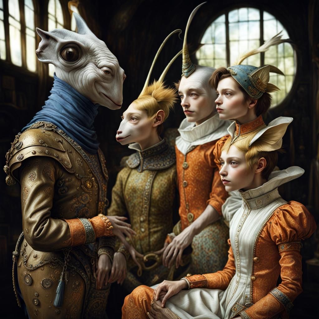 Surreal Alien Restaurant Celebration in Hyperrealistic Style