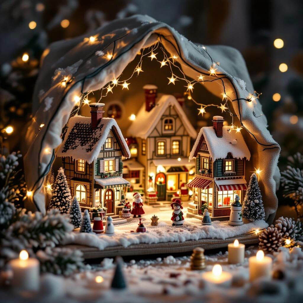 Secret Pocket Christmas Village in Storybook Style