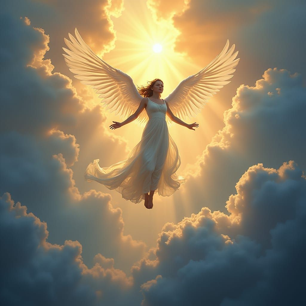 Ethereal Spirit Ascending to Divine Light