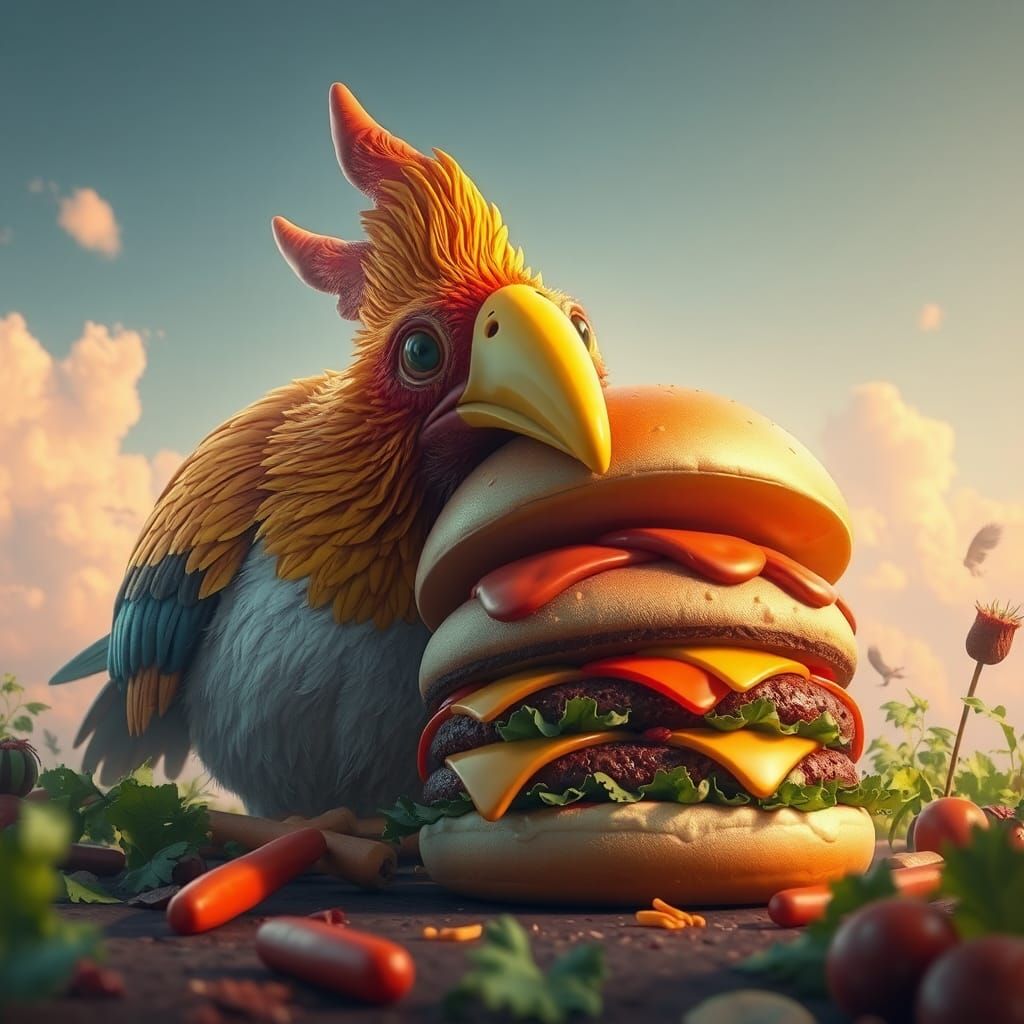 Bird's Whimsical Feast: Fantasy Concept Art