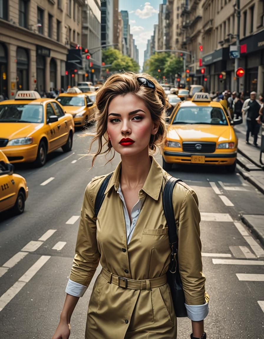 Hyperrealistic Taxi Driver in Vibrant City