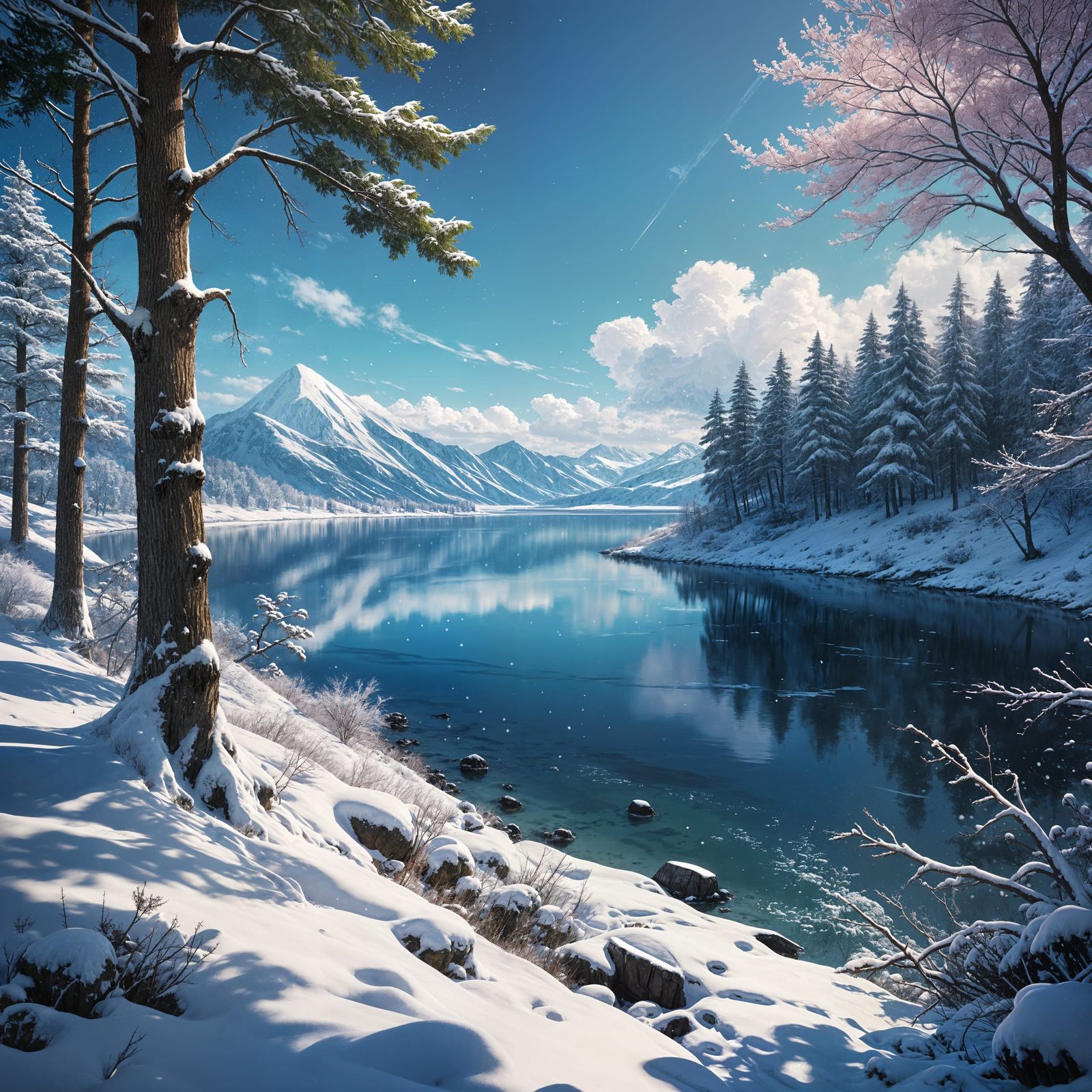 Winter Wonderland in Soft Manga Style