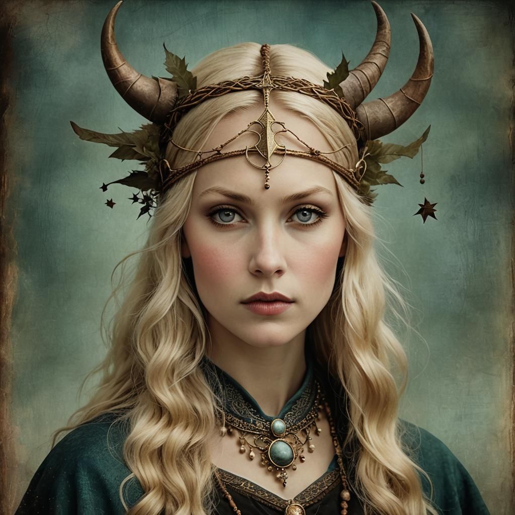 Fantasy Norse Woman Portrait in Digital Art Style