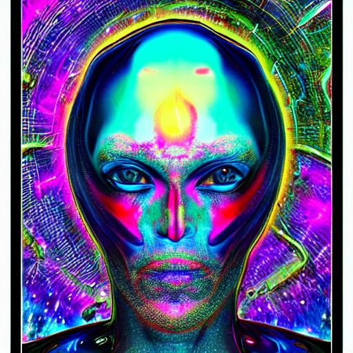 Holographic Alien with Third Eye in Astral Style