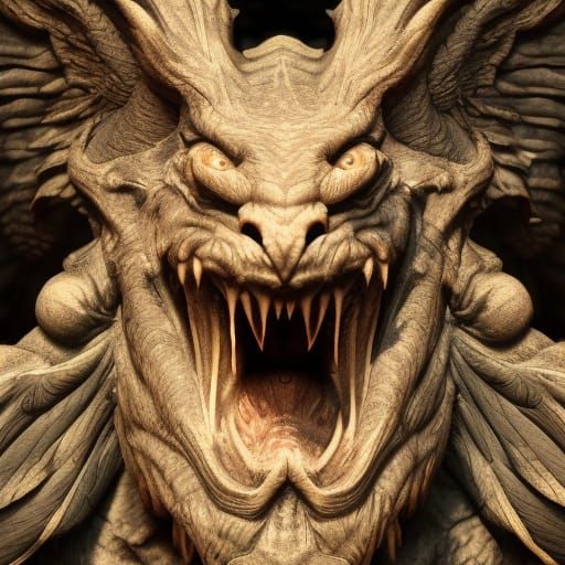 Detailed Carved Gargoyle Fantasy Concept Art