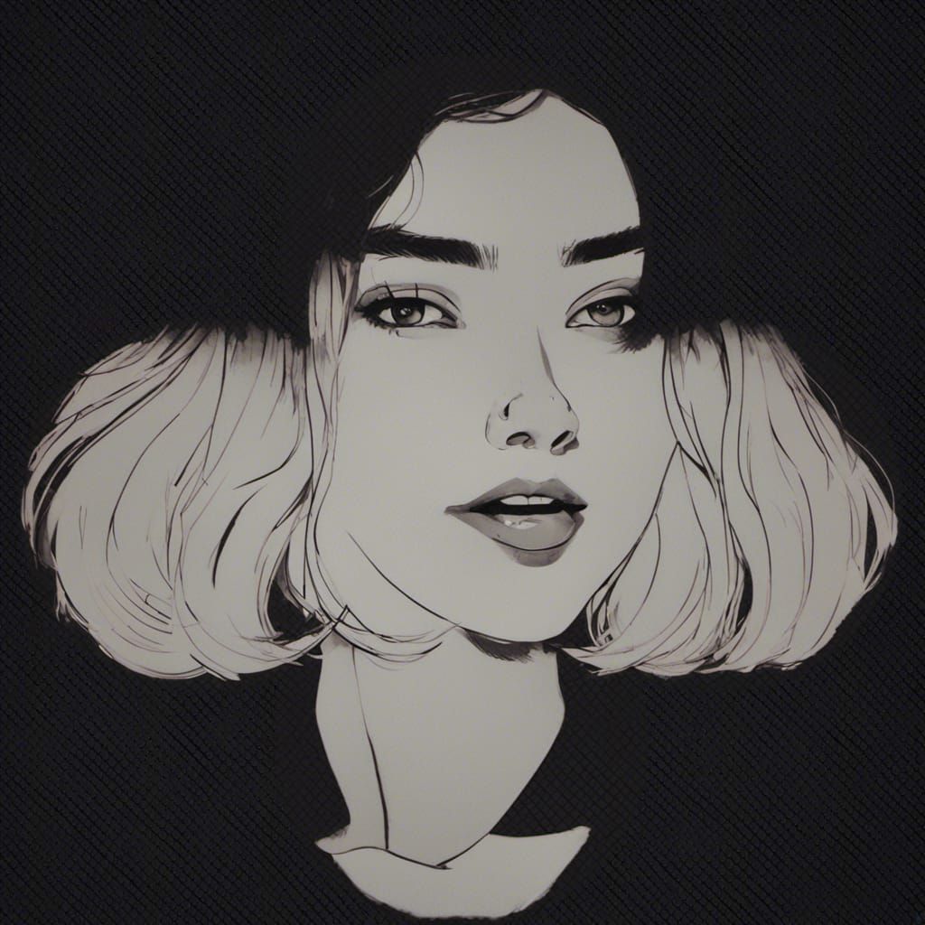 Neon Gothic Portrait in Anime Style