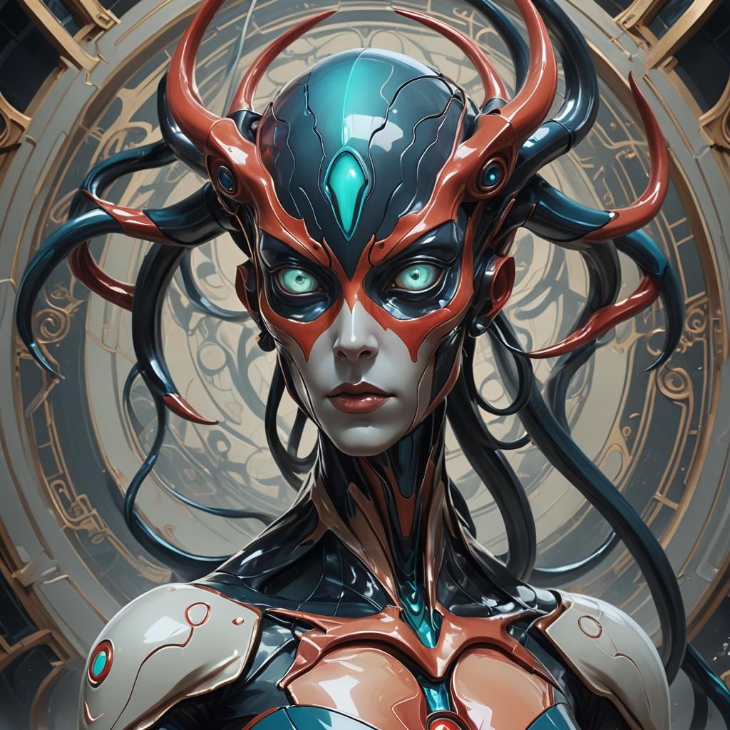 Eldritch Porcelain Demon Portrait in 8K