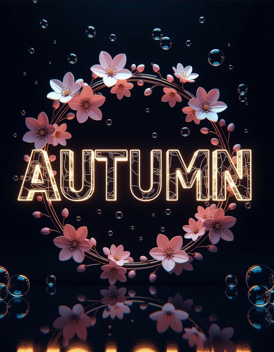 Glowing Autumn Ice Letter in Digital Art Style