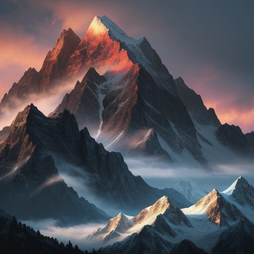 Majestic Mountain Range Concept Art With Dramatic Lighting