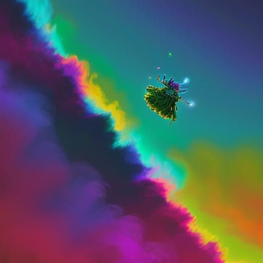 Cartoon Characters Smoking Cannabis in Psychedelic Art Style