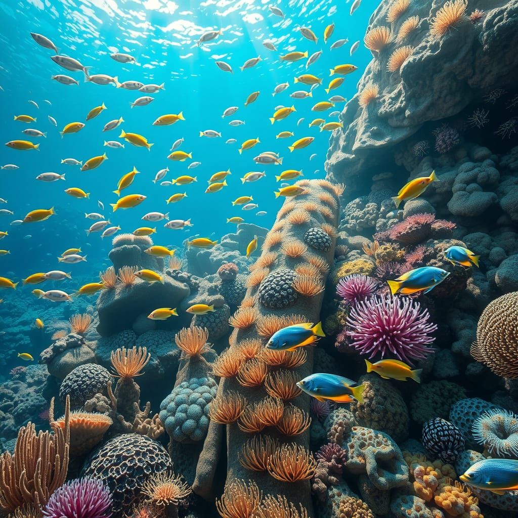 Vibrant Coral Reef Scene in Photorealistic Detail