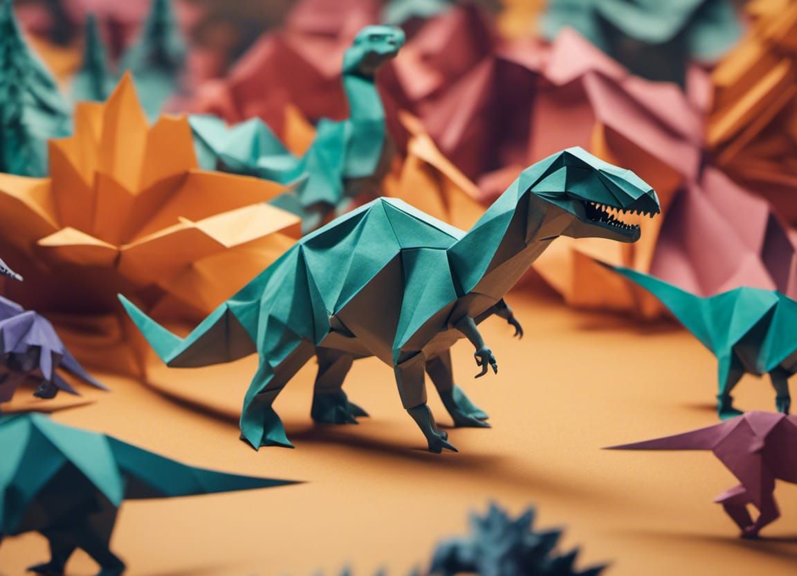 Origami Dinosaur World in Papercraft Style