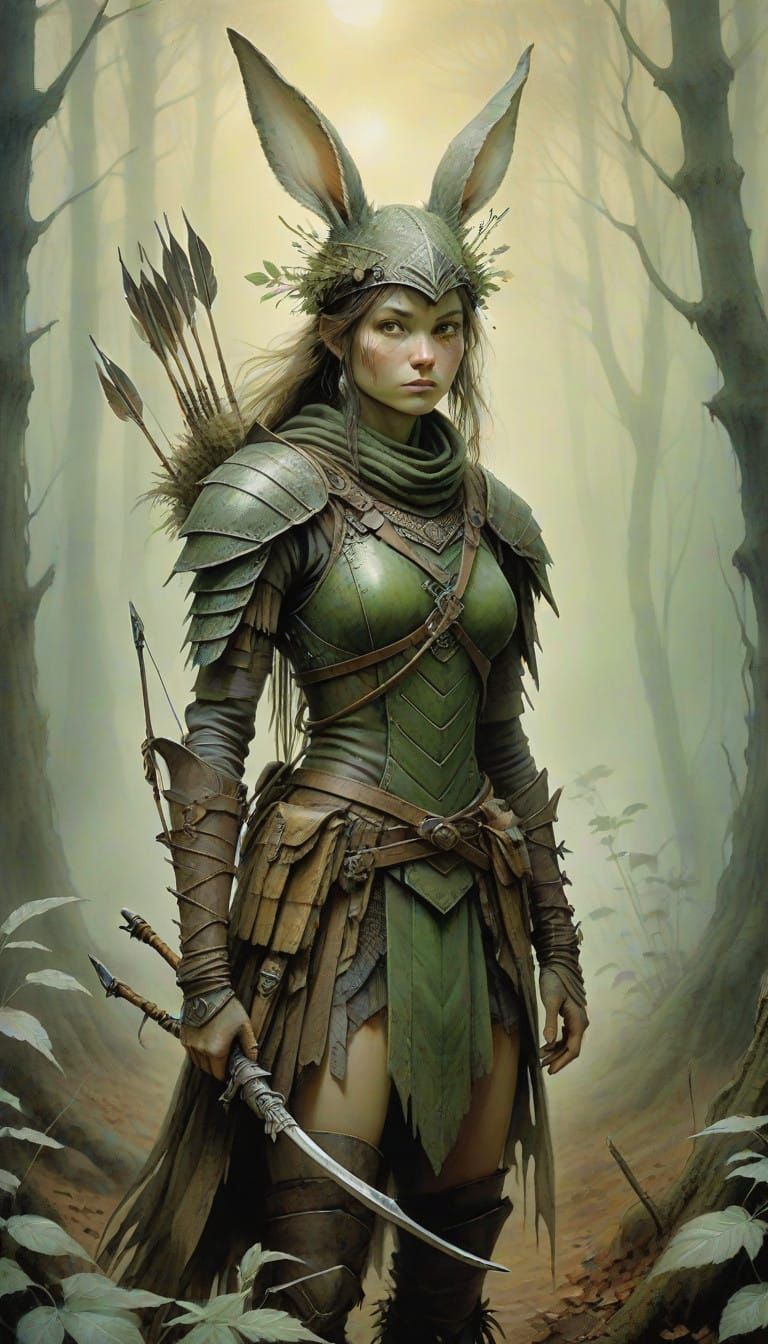 Whimsical Forest Ranger in Leather Armor