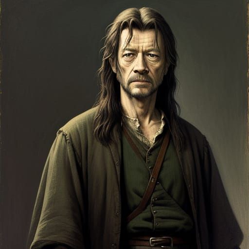 John Hurt as Aragorn in Norman Rockwell Style
