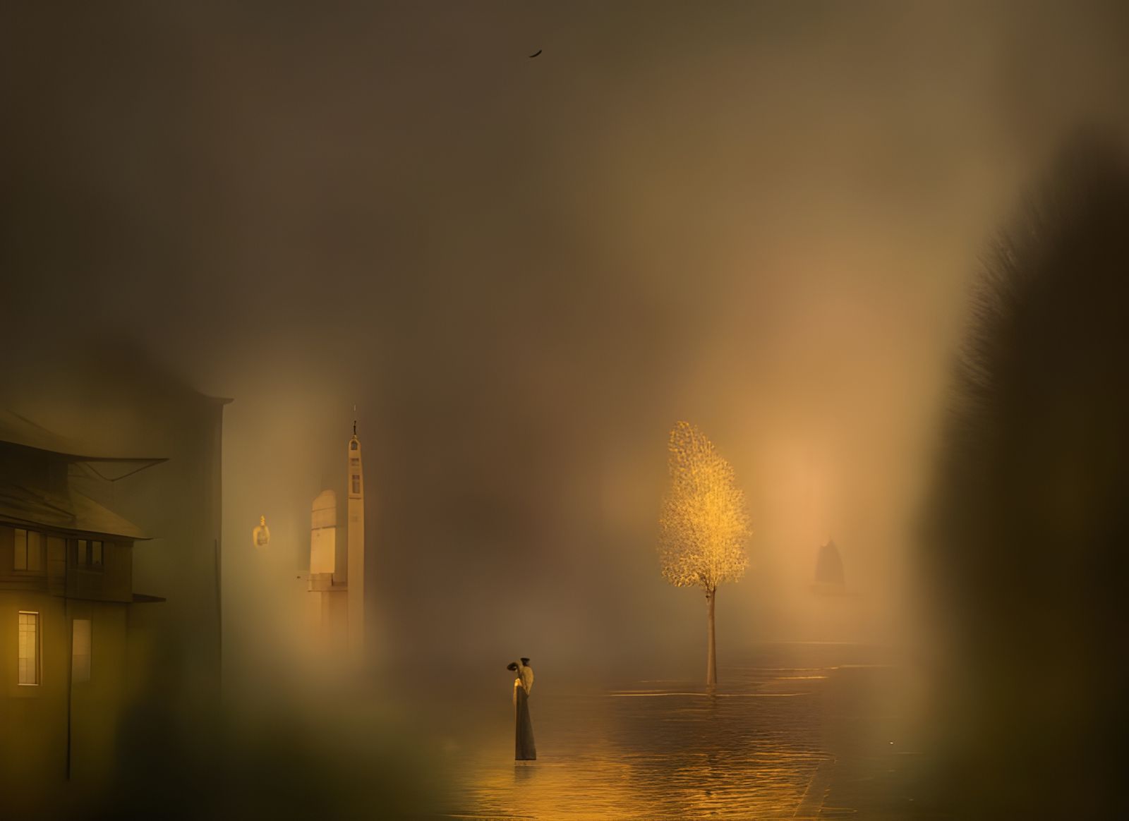 Golden Abstract Cycles: Detailed Matte Painting