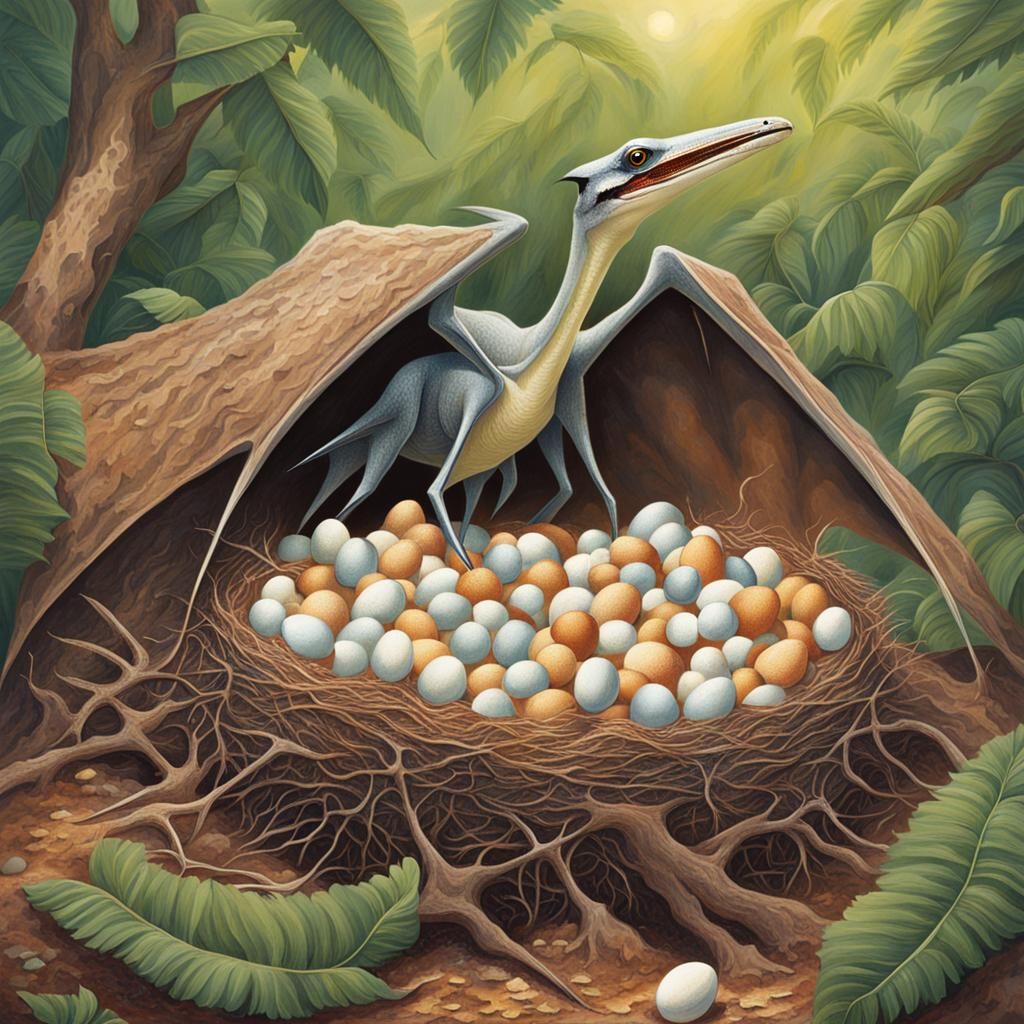 Pterodactyl Nesting: A Prehistoric Scene
