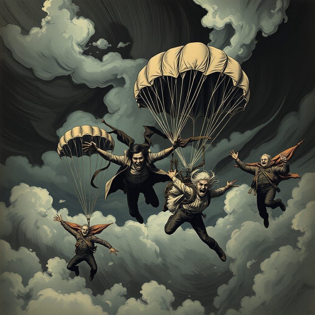 One Parachute Free-for-all Freefall Brawl