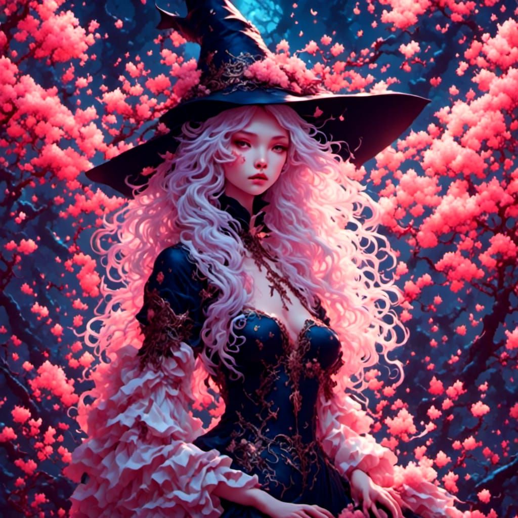 Enchanting Two-Tone Witch with Floral Accents