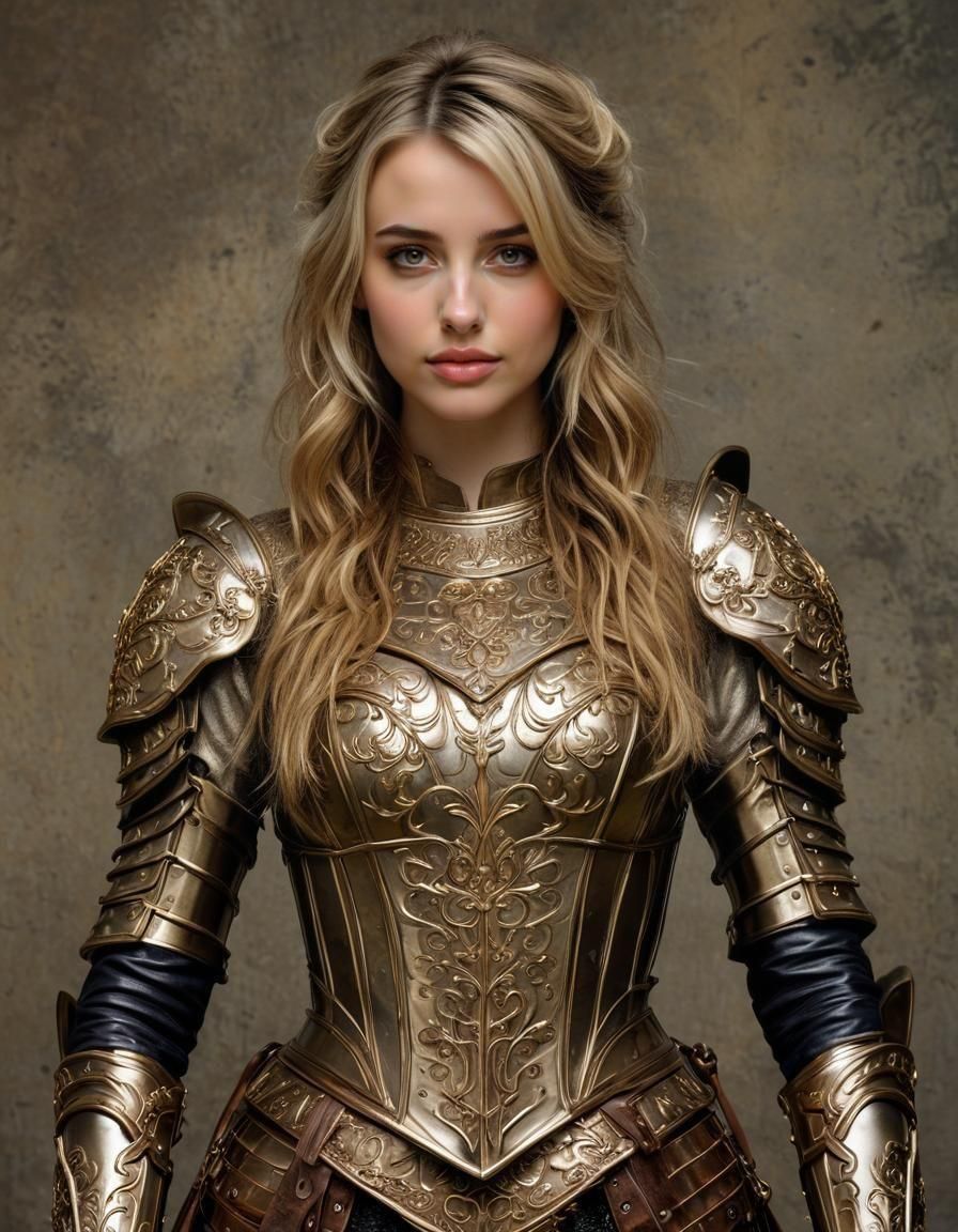 Goddess in Ornate Armor with Rembrandt Lighting