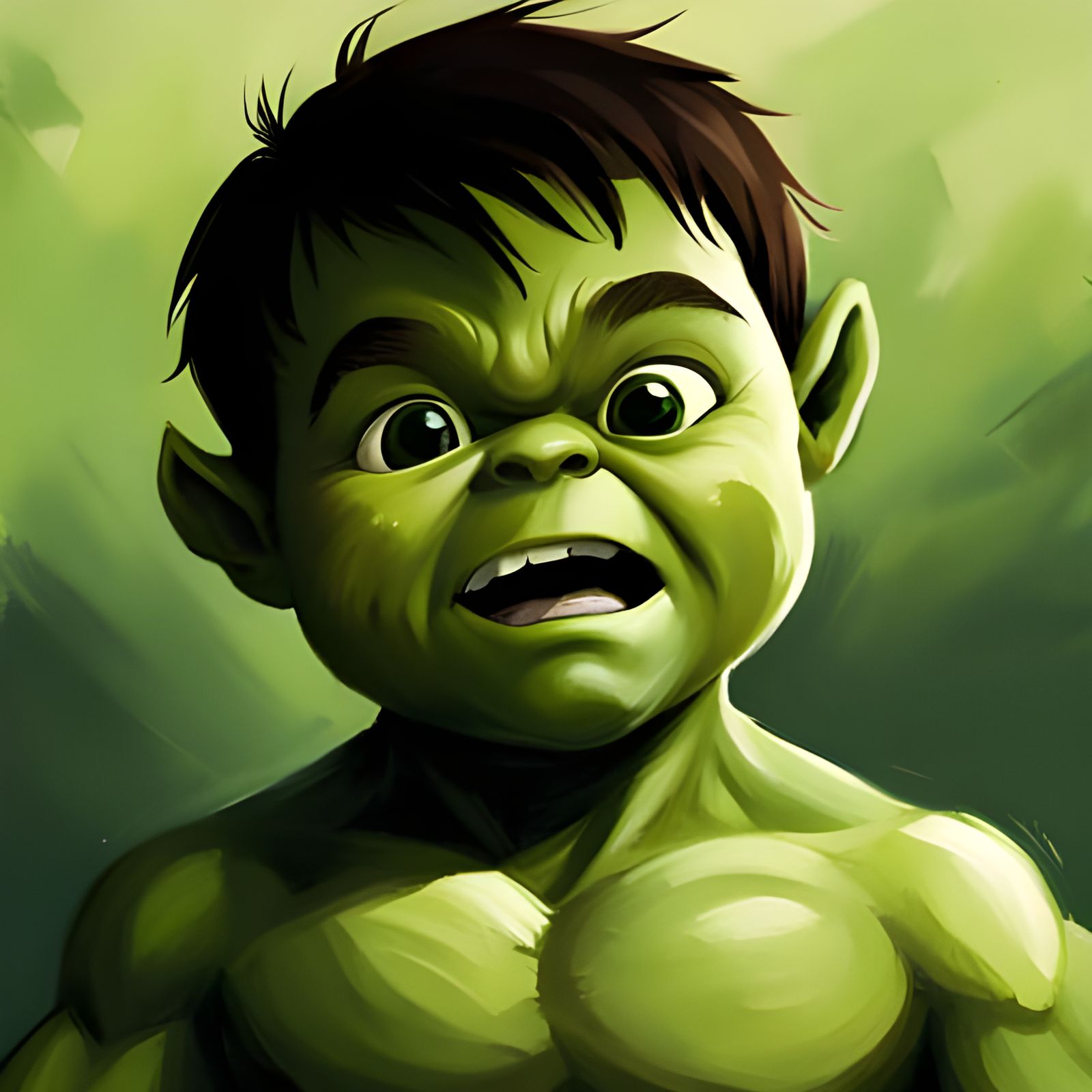 Adorable Baby Hulk Oil Painting