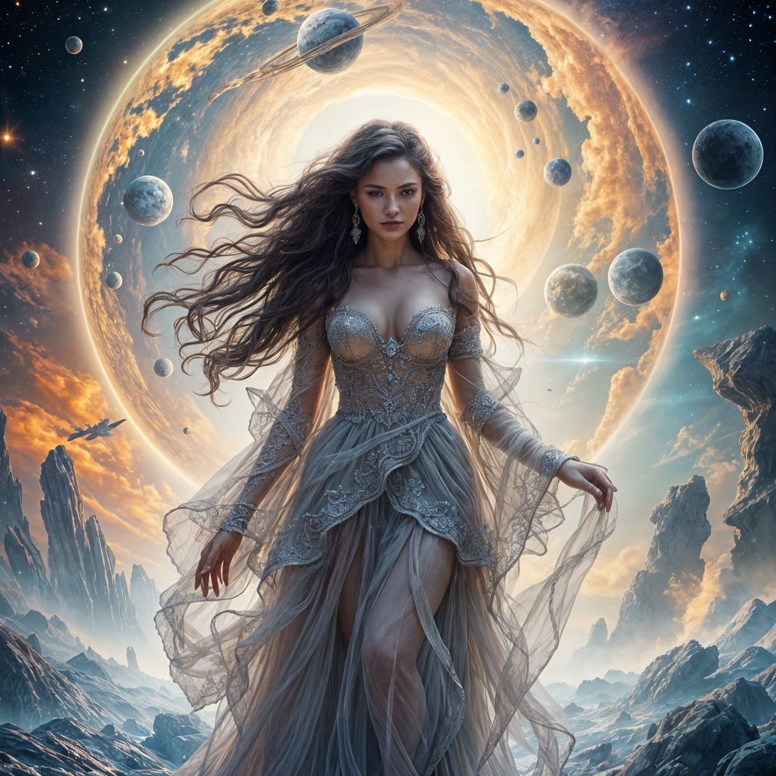 Ethereal Goddess Unleashes Cosmic Destruction