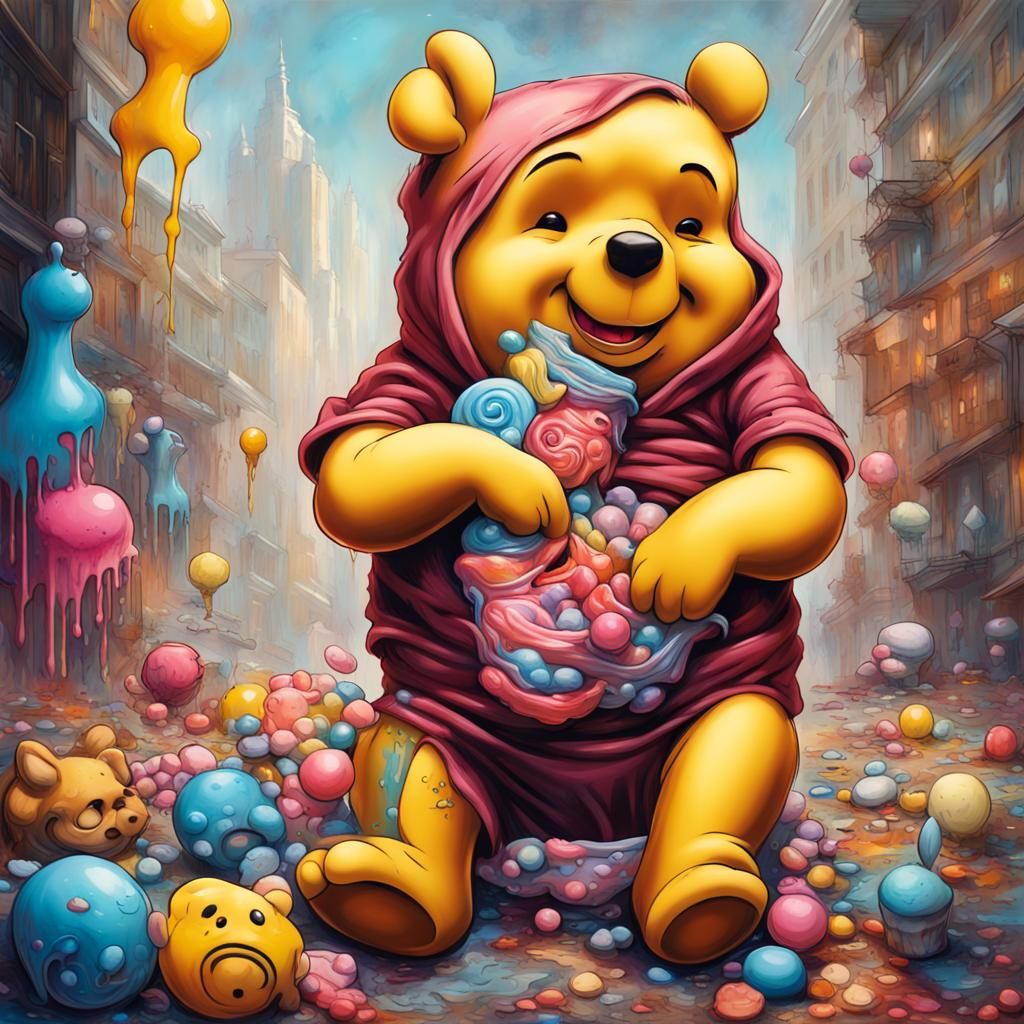Winnie the Pooh in Lowbrow Surrealism Style