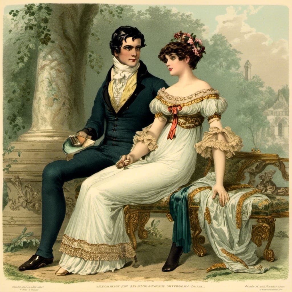 Regency Couple at Manor House in Historical Style