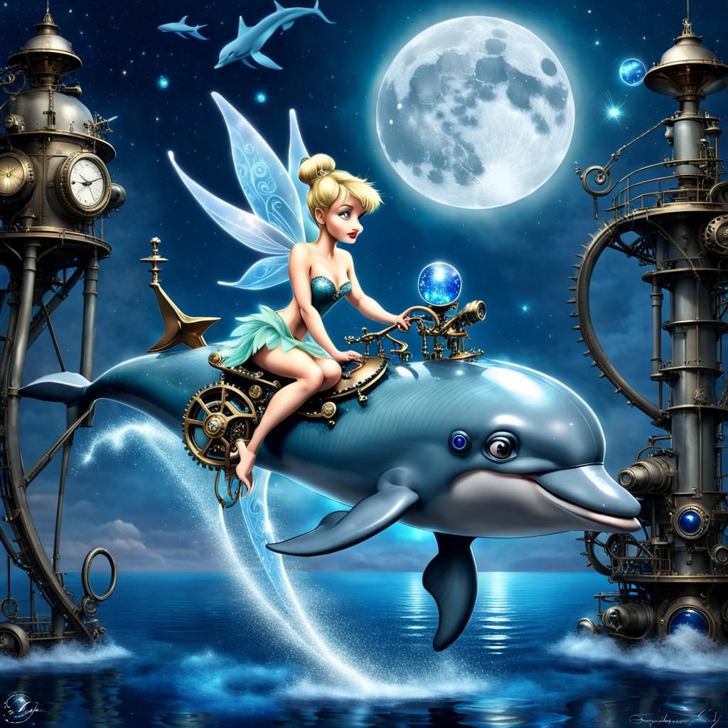 Tinkerbell on Dolphin to Steampunk Moon