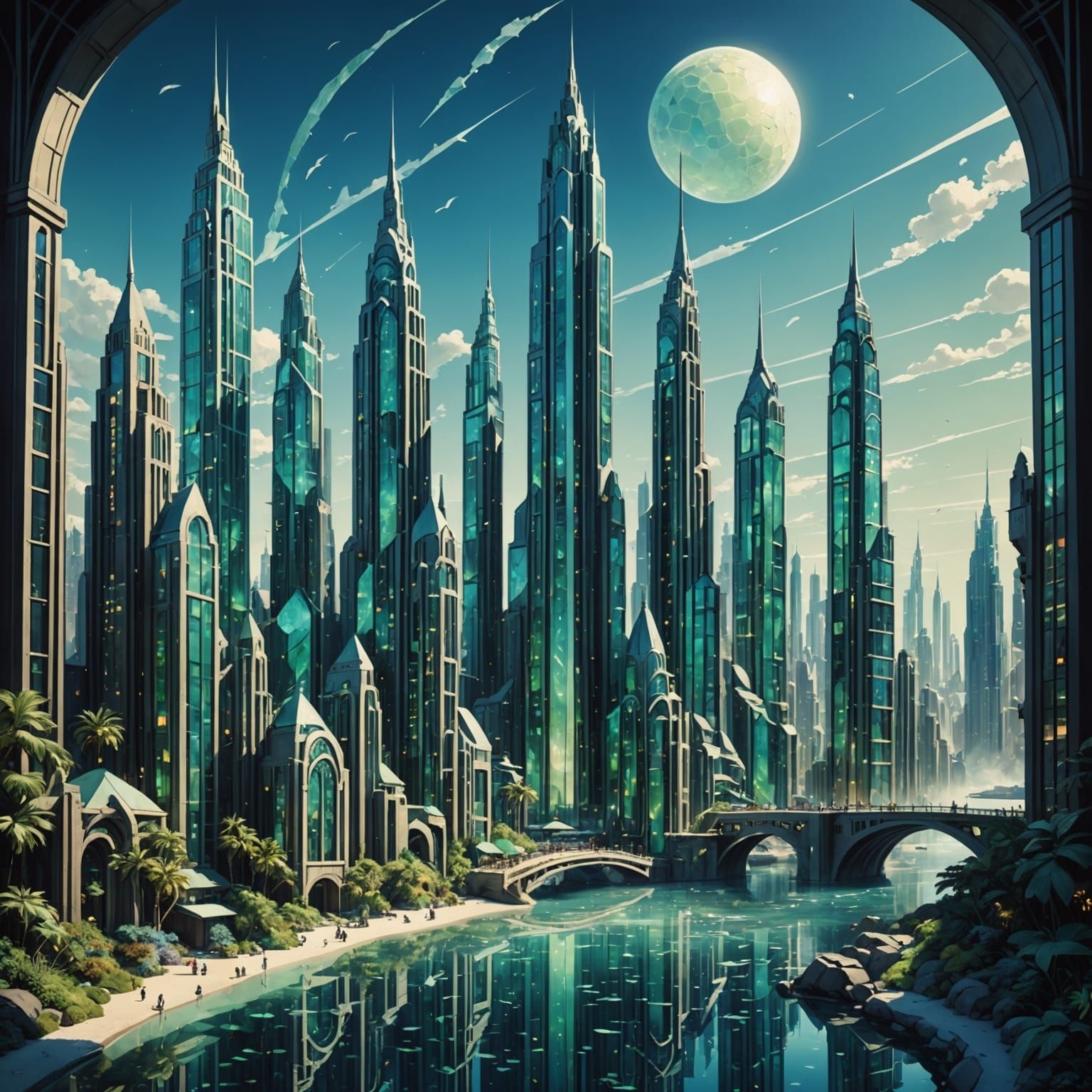 Art Deco Sea Glass City Rises From Ocean Depths