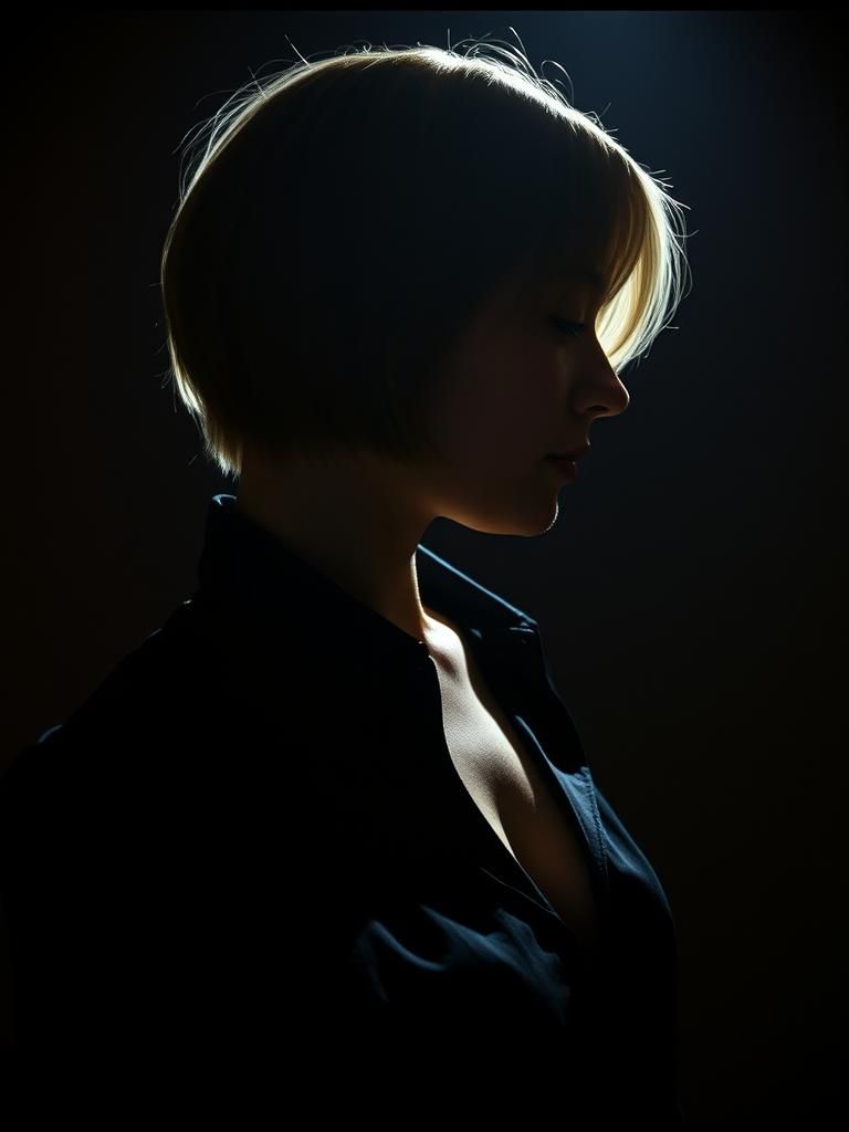 Silhouette Portrait of a Secretary in Analog Style