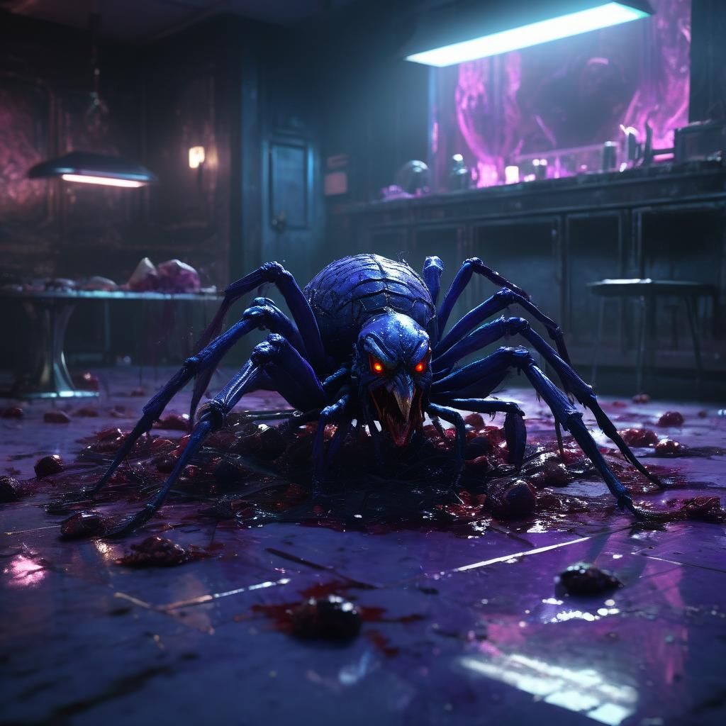 Blue Vampire Funeral in Cyberpunk Dystopia