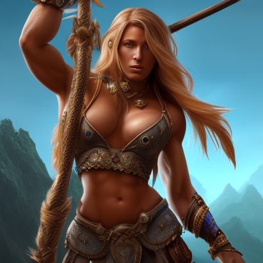 Muscular Female Barbarian Fantasy Concept Art