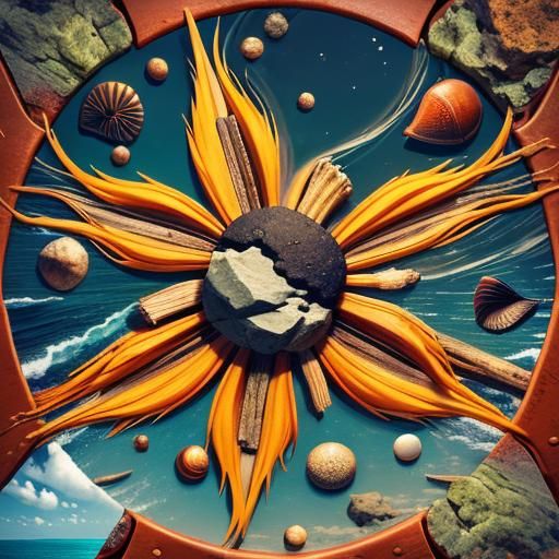 Seascape with Sunlit Beach and Natural Elements