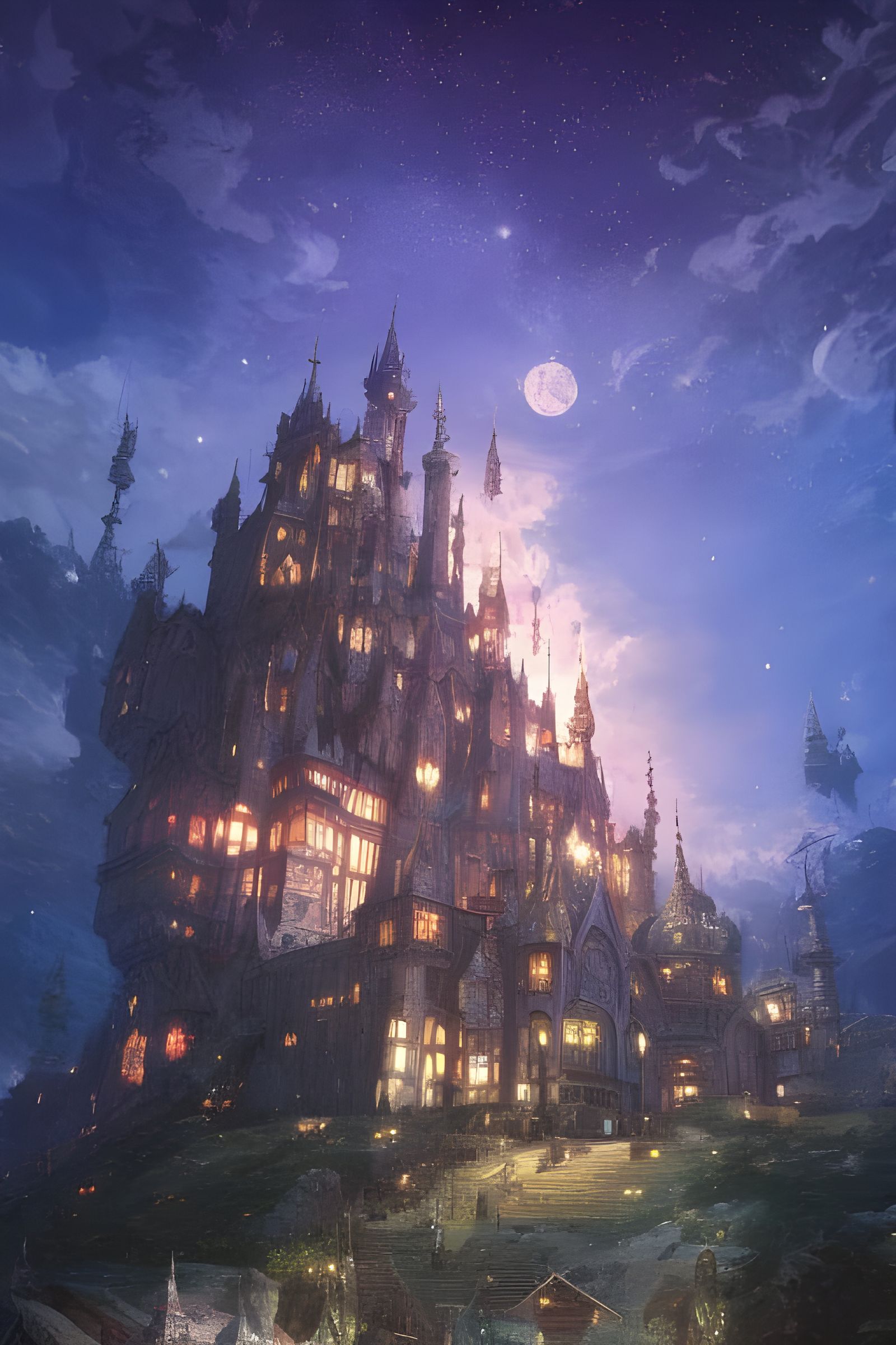 Epic Starlight Castle in Anime Style