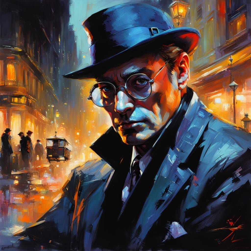 Fantasy Snail Detective in Blacklight Neon Style