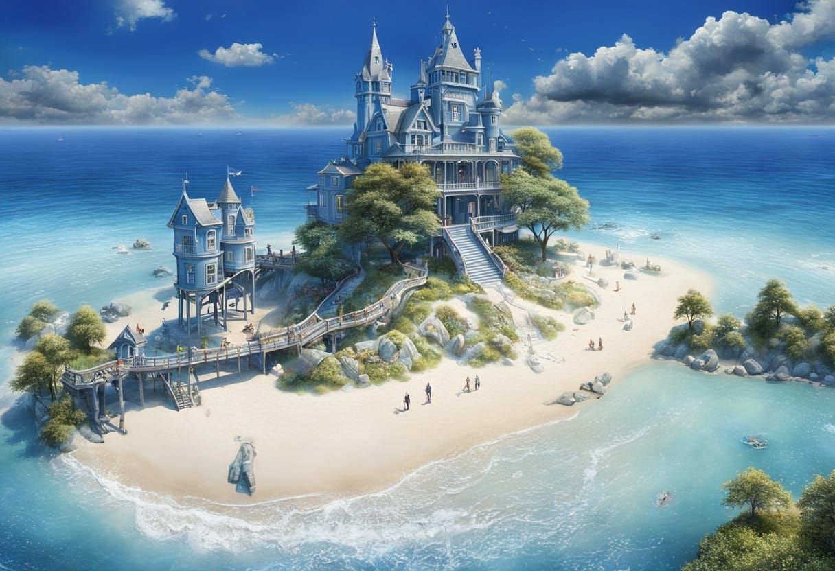 Ethereal Victorian Fantasy Manor in a Sunny Forest